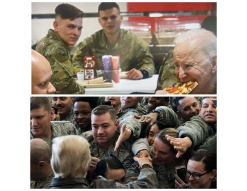Reception of Trump and Biden by soldiers
