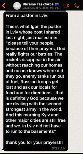 Message from a Pastor in Ukraine