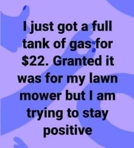 tank of gas $22