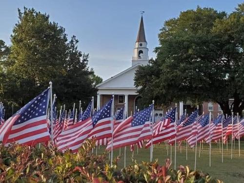 Flag - Flags in front of church