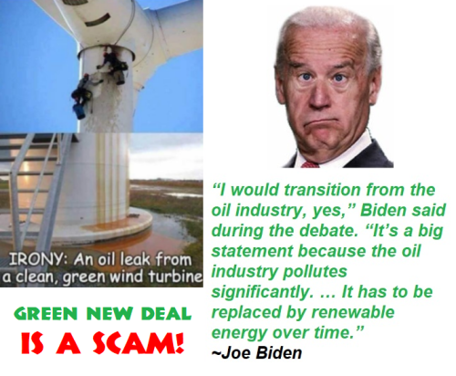Green wind turbine oil leak
