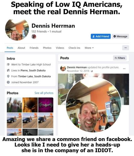 speaking of low IQ Americans meet Dennis Herman