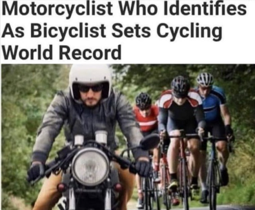 MOTORCYCLIST IDS AS A CYCLIST