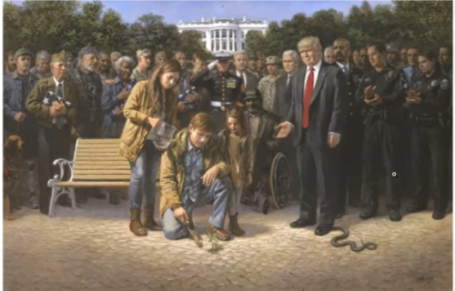 PRESIDENT TRUMP FOOT ON SNAKE VACCINE