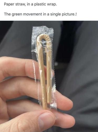 paper straw in plastic