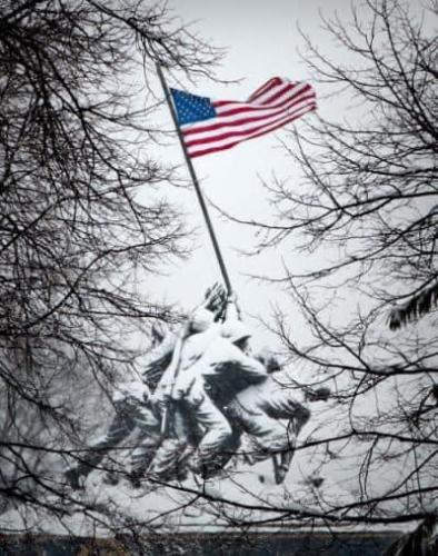 Flag - Iwo Jima Monument 6 in the snow