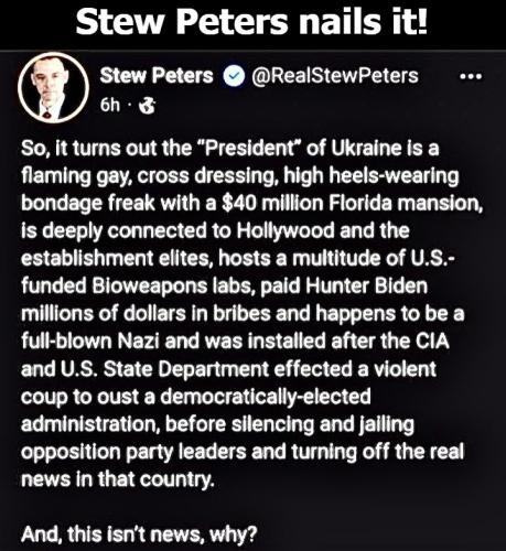 Stew Peters outs faggot Zelensky