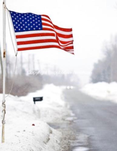 Flag - On side of road in the snow