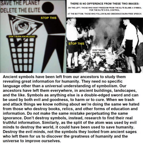 Burning books and symbols