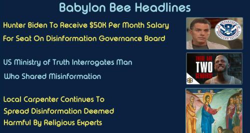 Babylon Bee HeadlinesApril-May2022