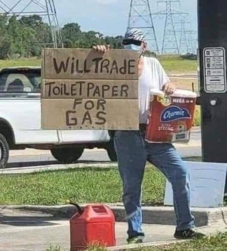 will trade toilet paper for gas