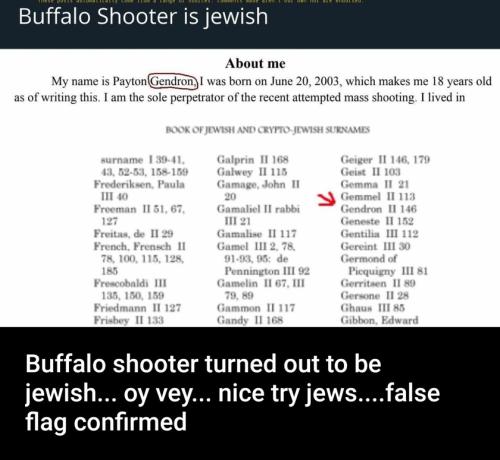 Buffalo Shooter is Jewish So much for the false narrative about white right wingers