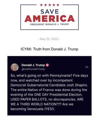 One Day election for France said President Trump