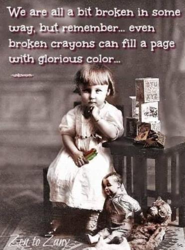 Broken - Crayons still fill the page with color