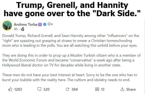 Trump Grenell and Hannity have gone over to the Dark Side.