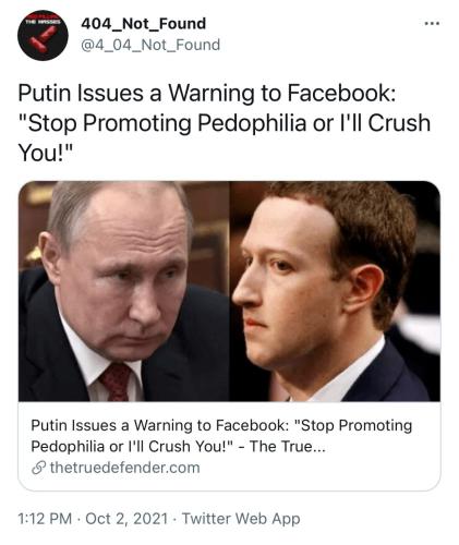 Putin to FB