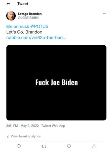 Fuck Joe Biden tweet