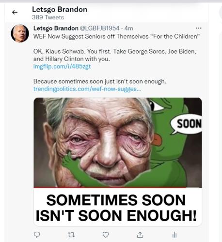 OK, Klaus Schwab. You first. Take George Soros, Joe Biden, and Hillary Clinton with you tweet