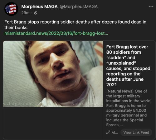 Ft Bragg stops reporting deaths