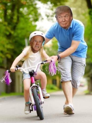 trump and biden on bike