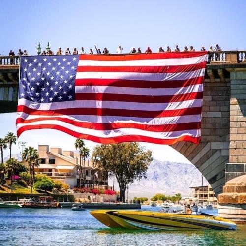 Flag - Hanging from bridge