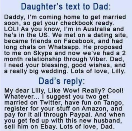 daughters text to dad
