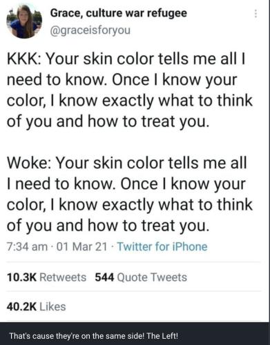 KKK & woke both racist
