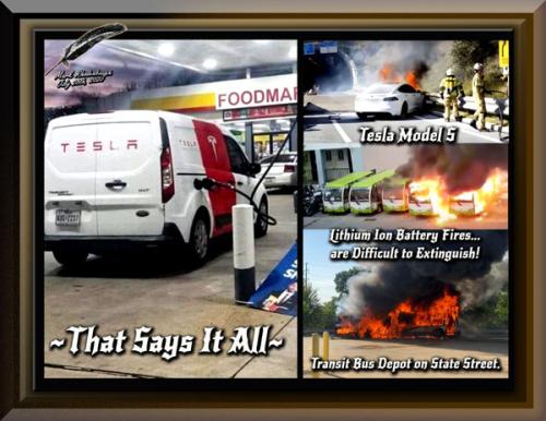 Tesla Used Gas ~Lithium Ion Battery Fires~
