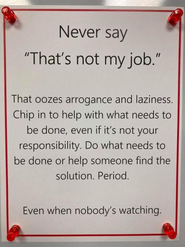 never say that's not my Job