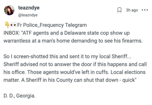 no warrant ATF- call sheriff