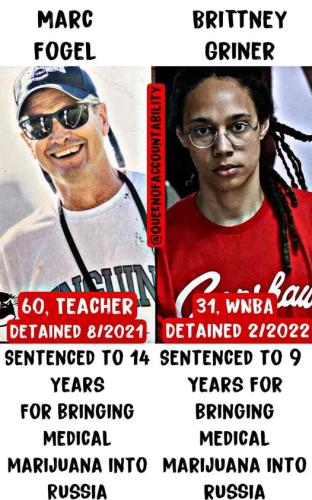 marc fogel teacher in russia prison for 14 yeras griner gets 9