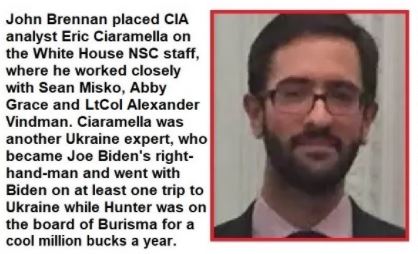 JohnBrennanEricCiaramellaSeanMiskoAbbyGraceAlexanderVindmanJoeBidenHunterBidenBurisma