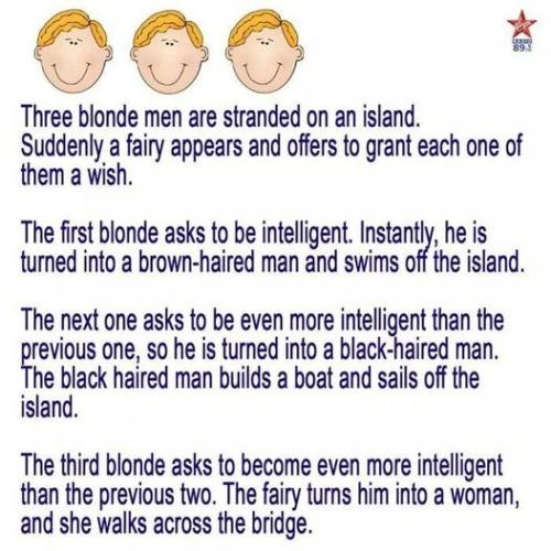 Three blonde men are stranded