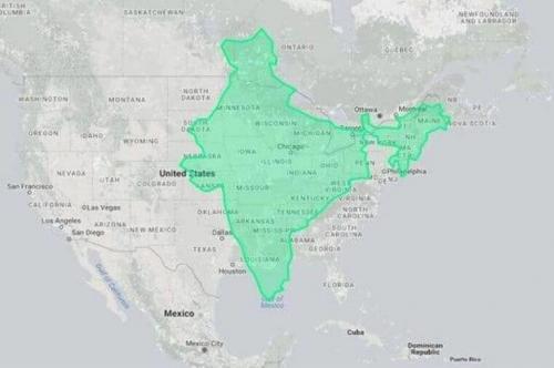India size vrs the USA