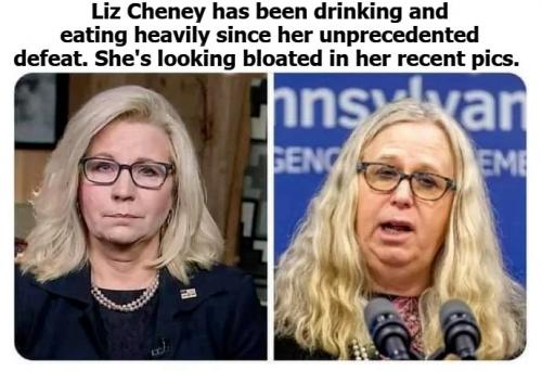 TransRepublican Liz Cheney has been drinking and eating heavily