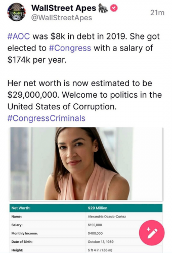 AOC WAS ONCE WORKING IN A BAR  AND NOW IS WORTH THIS AMOUNT -