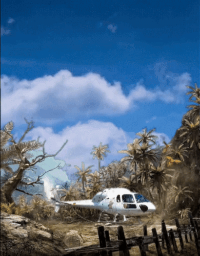 A helicopter taking off ...