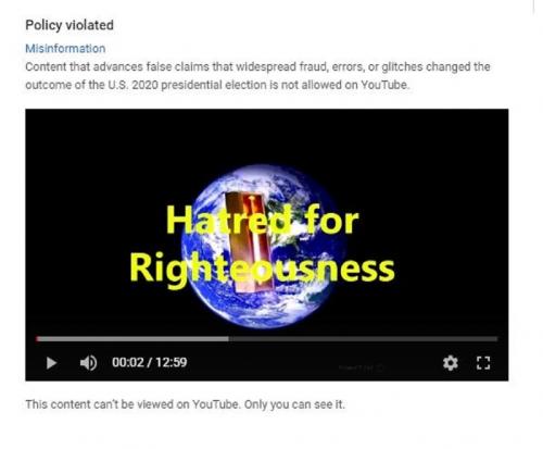 Removed from YouTube - missinforamation