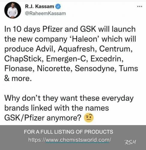 Pfizer GSK to Haleon