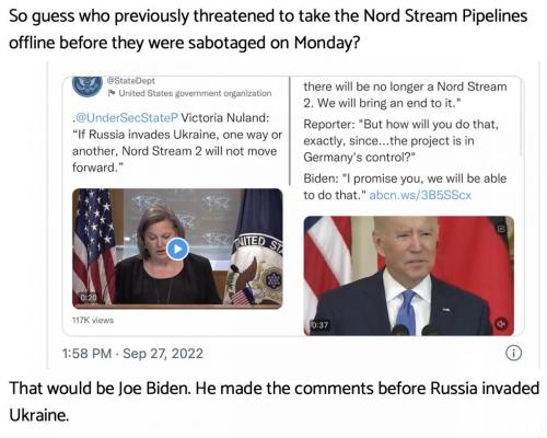 Obiden blew up Nordstream pipes