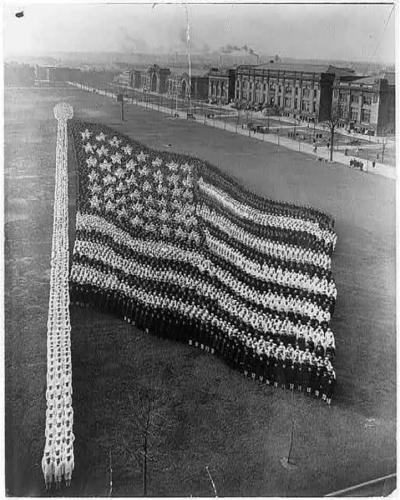 Flag - B&W made up of military men