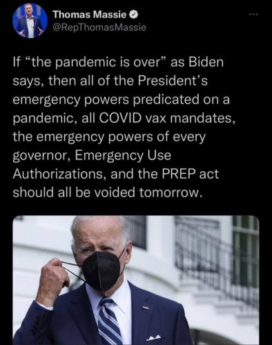 Pandemic is over