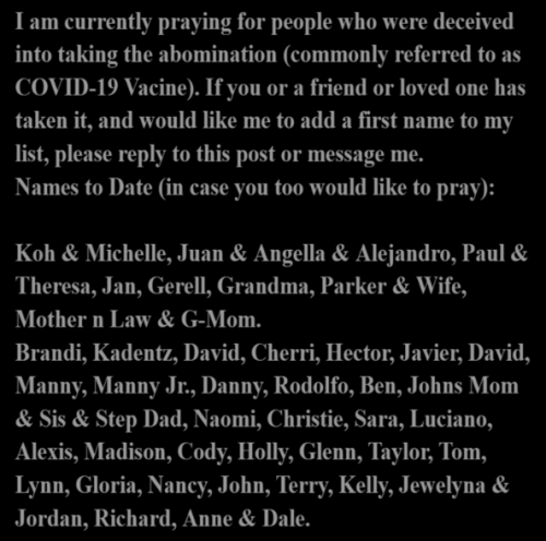 Prayer List 10.1.22