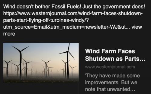 Wind farm shut down