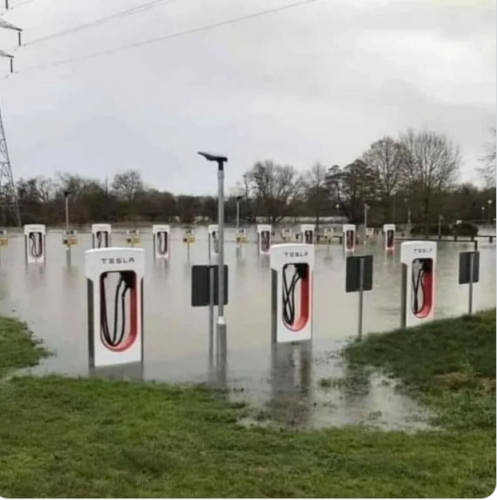 Electric Car Charger Flooded Good Luck