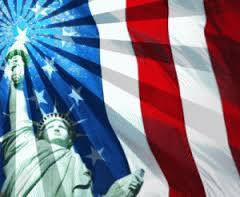 America - Flag and Statue of Liberty