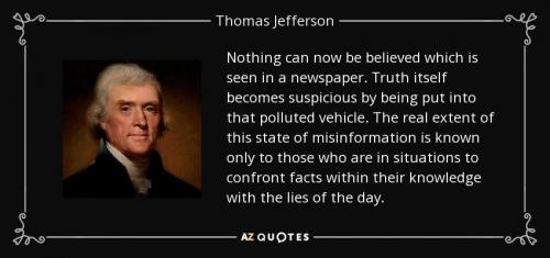 Jefferson doubts about newspapers