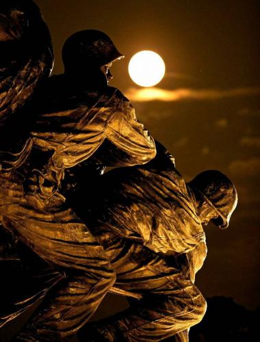 Marines - Iwo Jima Monument with moon