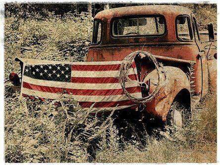 Flag - On old truck in field