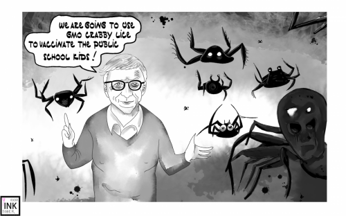 Inktober 2022 crabby bill gates political cartoon